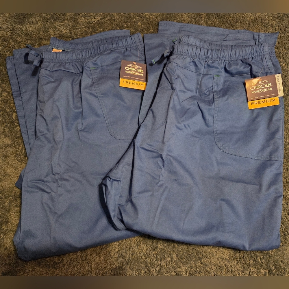 Cherokee Workwear Core Stretch Scrub Pants Royal Blue 2XL Petite Set Of 2